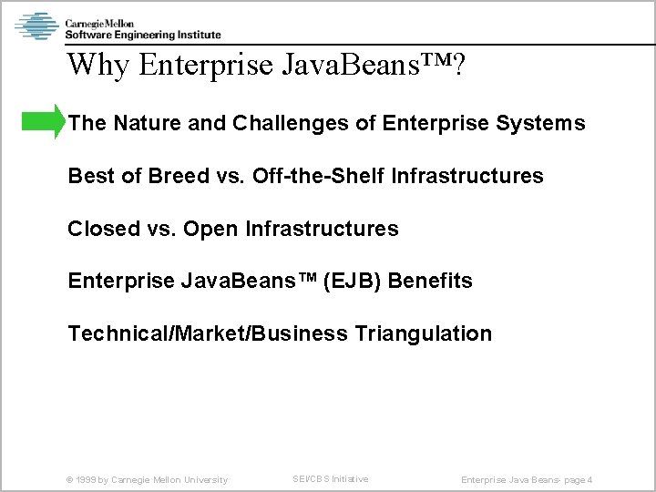 Why Enterprise Java. Beans™? The Nature and Challenges of Enterprise Systems Best of Breed