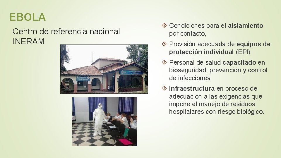 EBOLA Centro de referencia nacional INERAM Condiciones para el aislamiento por contacto, Provisión adecuada EBOLA Centro de referencia nacional INERAM Condiciones para el aislamiento por contacto, Provisión adecuada