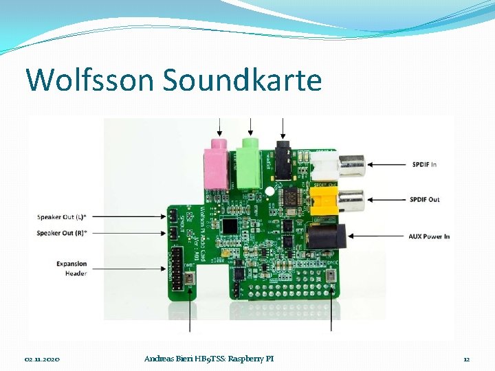 Wolfsson Soundkarte 02. 11. 2020 Andreas Bieri HB 9 TSS: Raspberry PI 12 