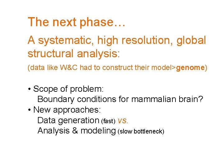 The next phase… A systematic, high resolution, global structural analysis: (data like W&C had