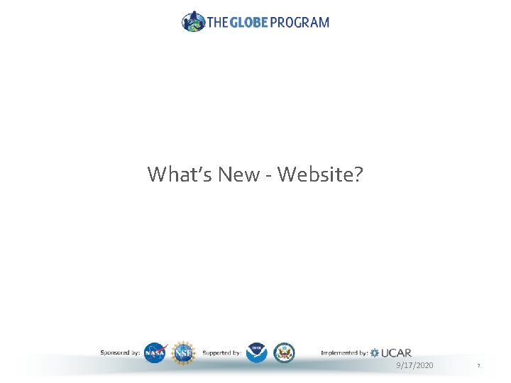 What’s New - Website? 9/17/2020 7 