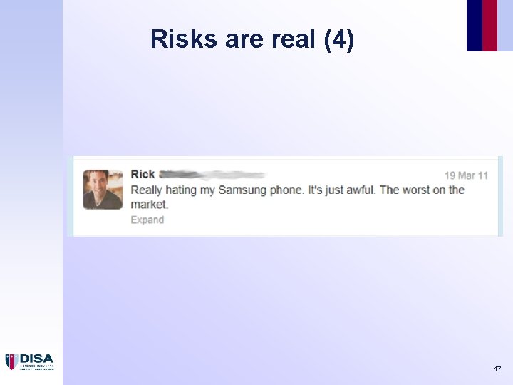 Risks are real (4) 17 