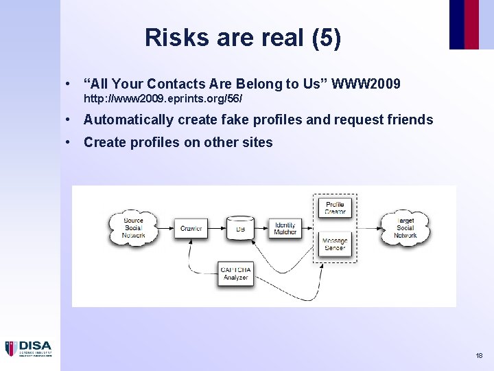 Risks are real (5) • “All Your Contacts Are Belong to Us” WWW 2009