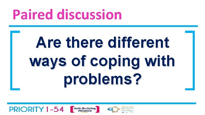 Paired discussion Are there different ways of coping with problems? 