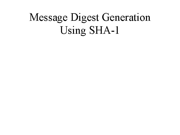 Message Digest Generation Using SHA-1 