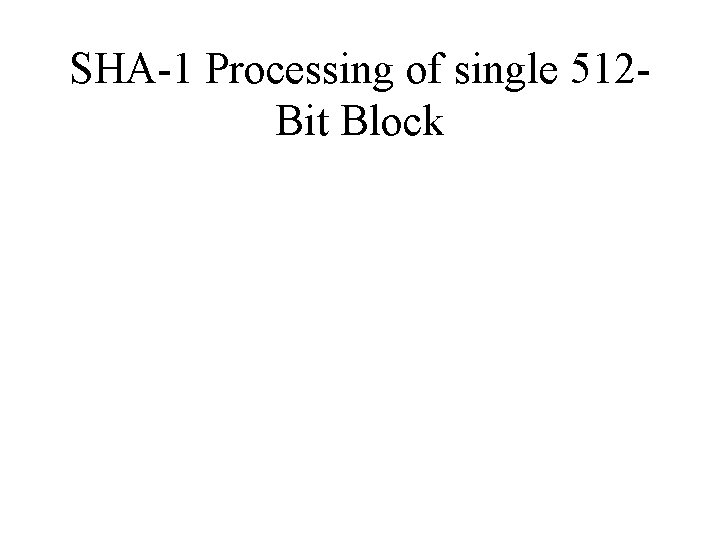 SHA-1 Processing of single 512 Bit Block 