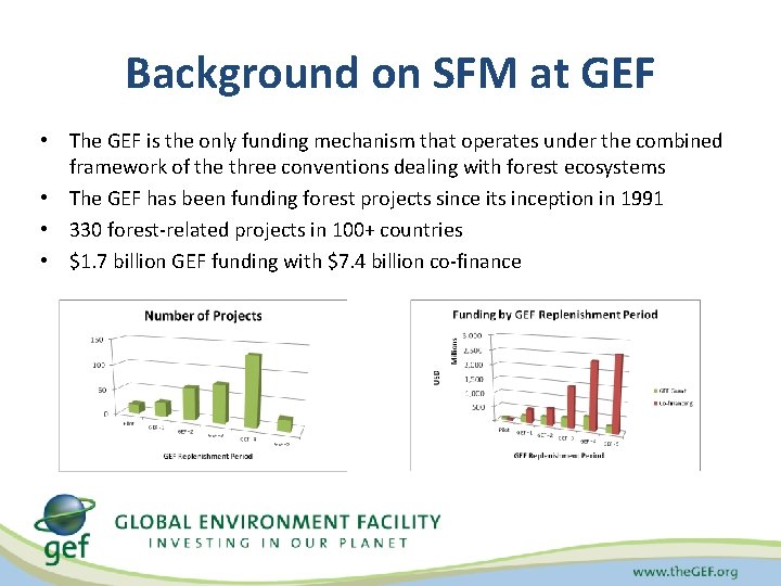 Background on SFM at GEF • The GEF is the only funding mechanism that