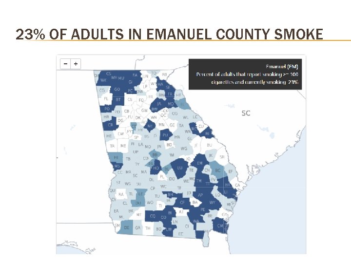 23% OF ADULTS IN EMANUEL COUNTY SMOKE 