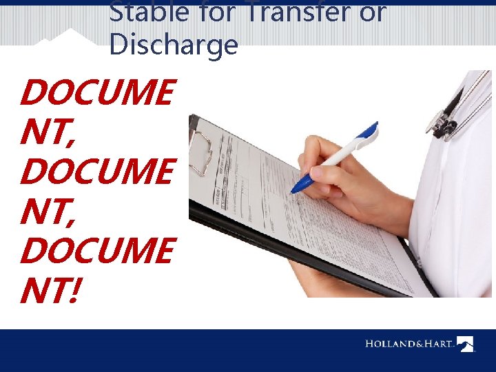 Stable for Transfer or Discharge DOCUME NT, DOCUME NT! 