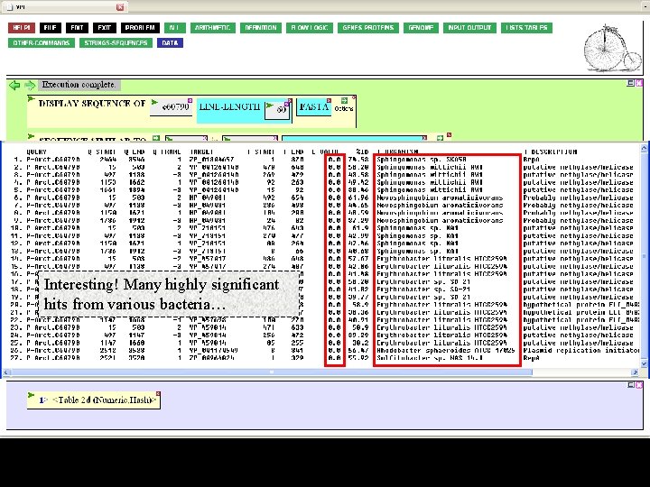 Interesting! Many highly significant hits from various bacteria… 