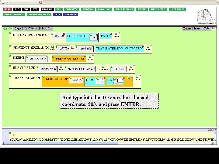 And type into the TO entry box the end coordinate, 503, and press ENTER.