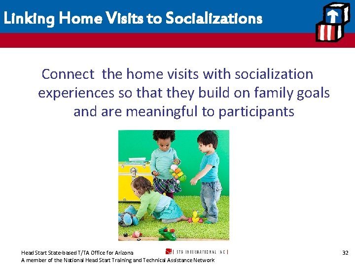 Linking Home Visits to Socializations Connect the home visits with socialization experiences so that