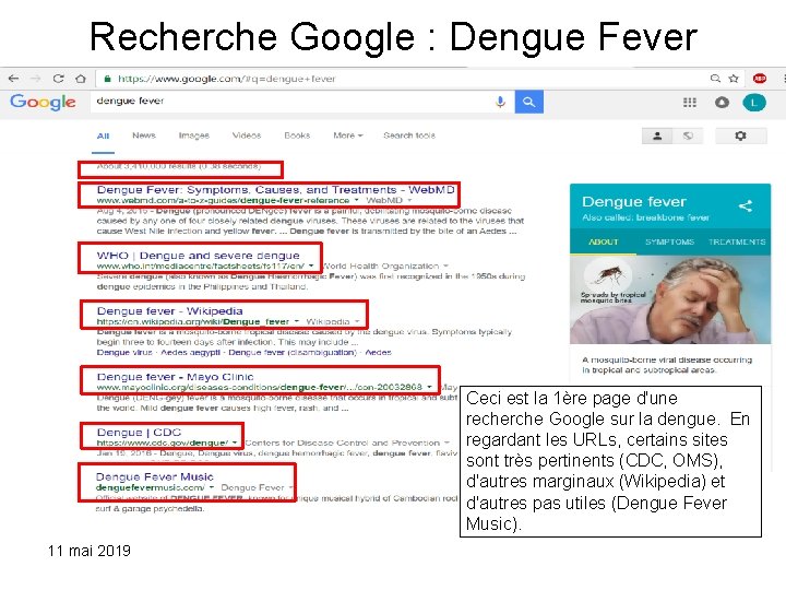 Recherche Google : Dengue Fever Ceci est la 1ère page d'une recherche Google sur