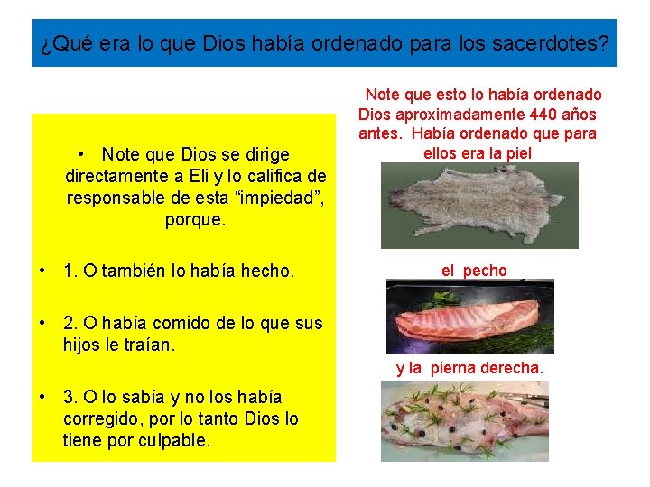 ¿Qué era lo que Dios había ordenado para los sacerdotes? • Note que Dios