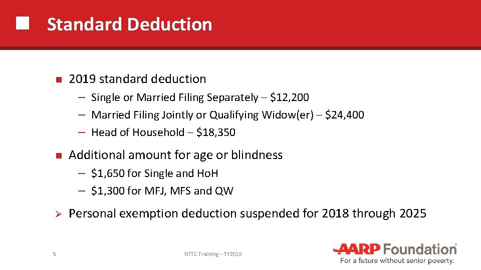 Standard Deduction 2019 standard deduction ─ Single or Married Filing Separately – $12, 200