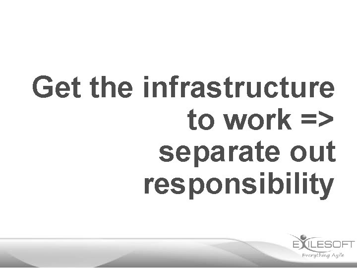 Get the infrastructure to work => separate out responsibility 