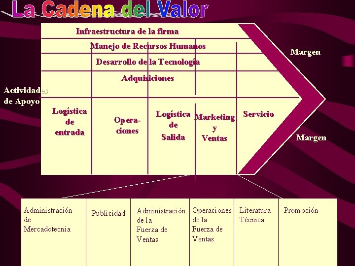 Infraestructura de la firma Manejo de Recursos Humanos Margen Desarrollo de la Tecnología Adquisiciones