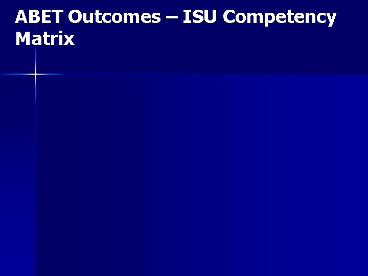 ABET Outcomes – ISU Competency Matrix 
