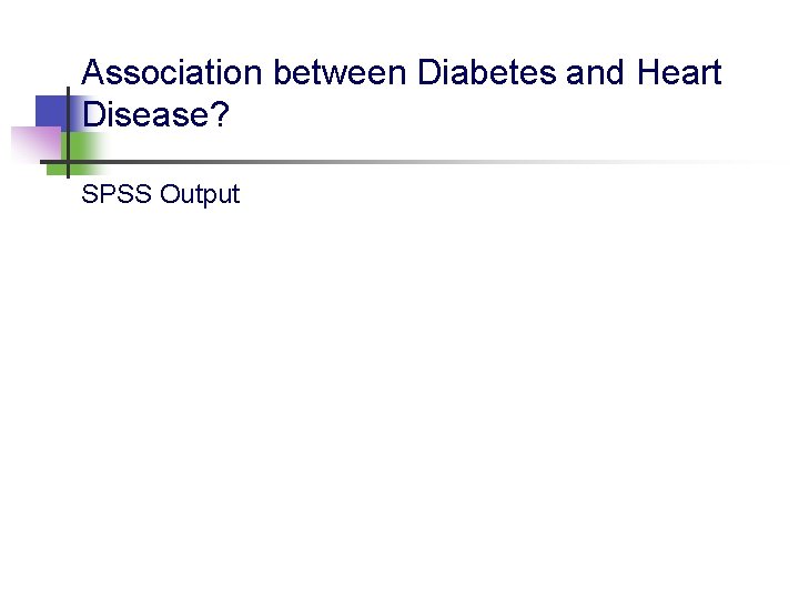 Association between Diabetes and Heart Disease? SPSS Output 