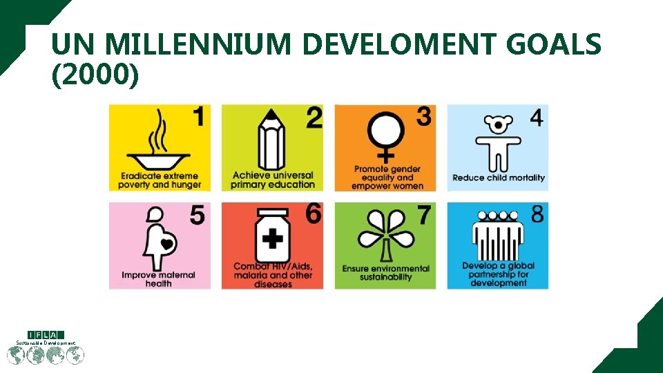 UN MILLENNIUM DEVELOMENT GOALS (2000) Sustainable Development UN MILLENNIUM DEVELOMENT GOALS (2000) Sustainable Development