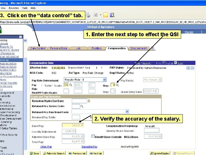 3. Click on the “data control” tab. 1. Enter the next step to effect