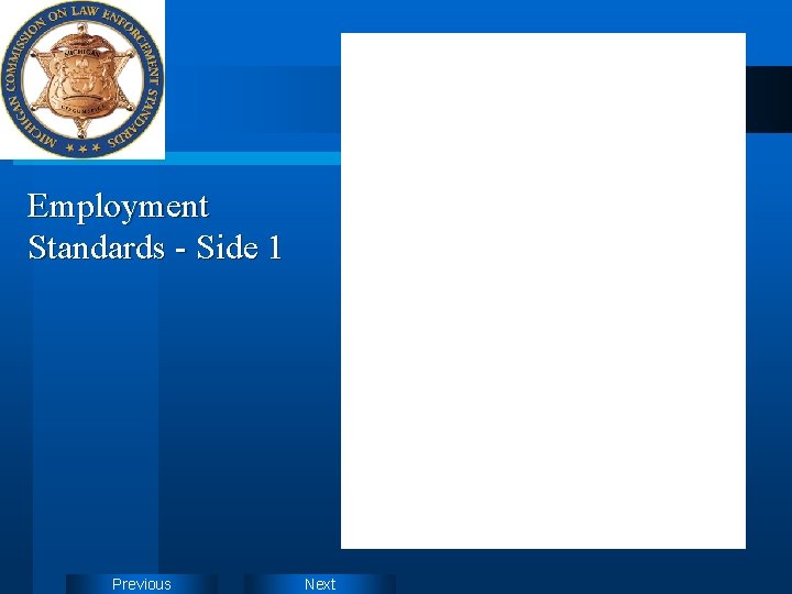 Employment Standards - Side 1 Previous Next 