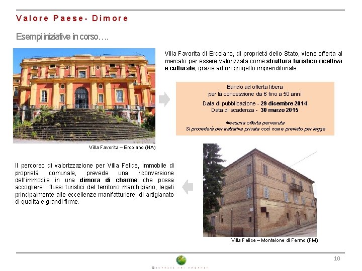 Valore Paese- Dimore Esempi iniziative in corso…. Villa Favorita di Ercolano, di proprietà dello