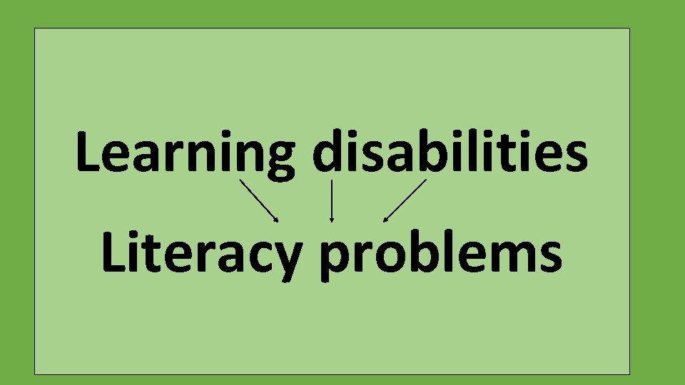 Learning disabilities Literacy problems 