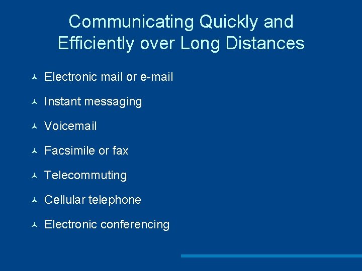 Communicating Quickly and Efficiently over Long Distances © Electronic mail or e-mail © Instant