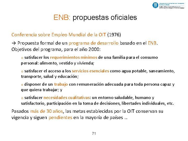 ENB: propuestas oficiales Conferencia sobre Empleo Mundial de la OIT (1976) → Propuesta formal