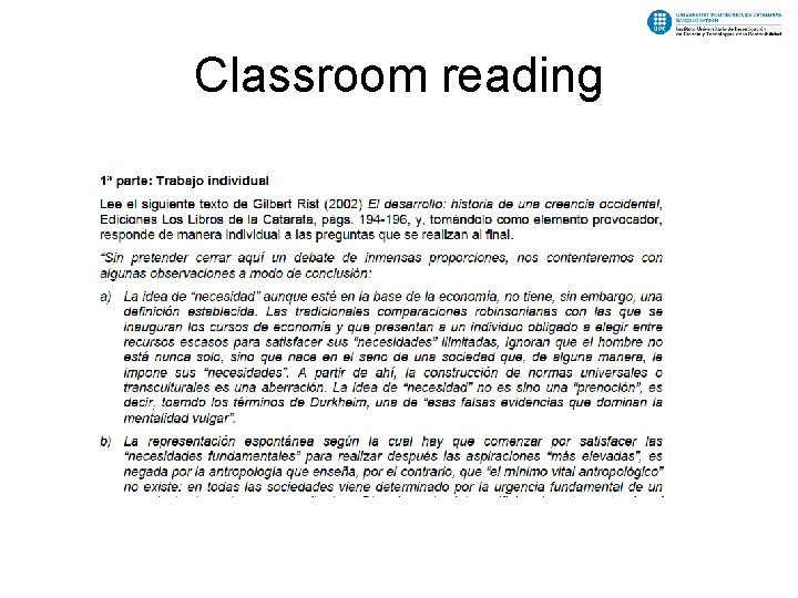 Classroom reading 