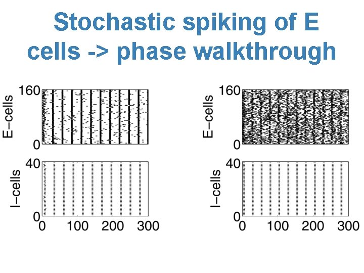 Stochastic spiking of E cells -> phase walkthrough 