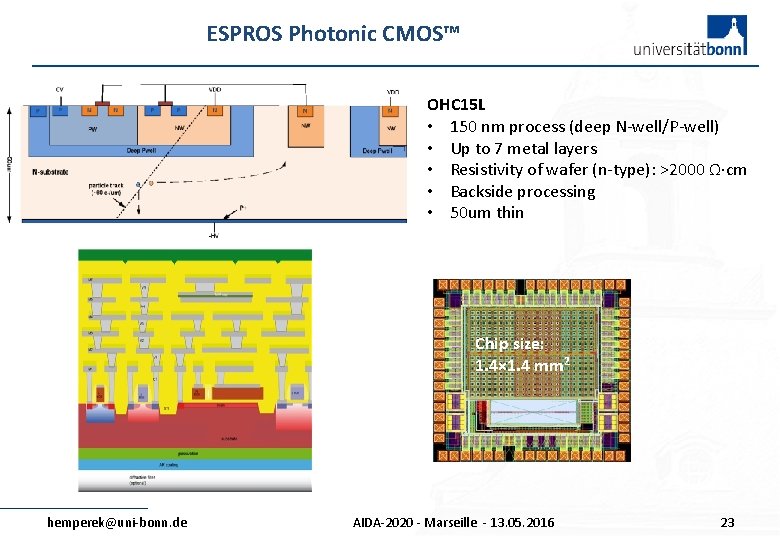 ESPROS Photonic CMOS™ OHC 15 L • 150 nm process (deep N-well/P-well) • Up