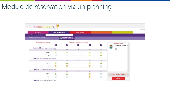 Module de réservation via un planning 