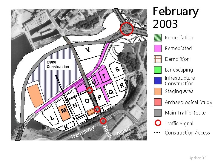 February 2003 Remediation Remediated V Demolition CWM Construction T U M Landscaping S P