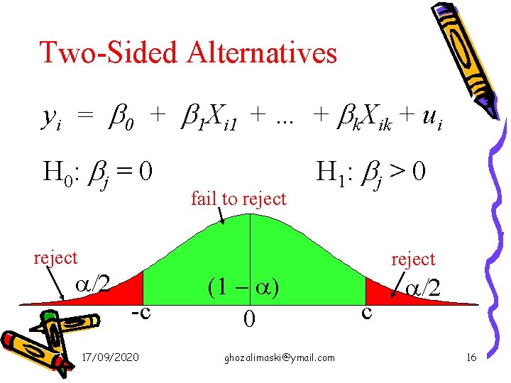 Two-Sided Alternatives yi = b 0 + b 1 Xi 1 + … +