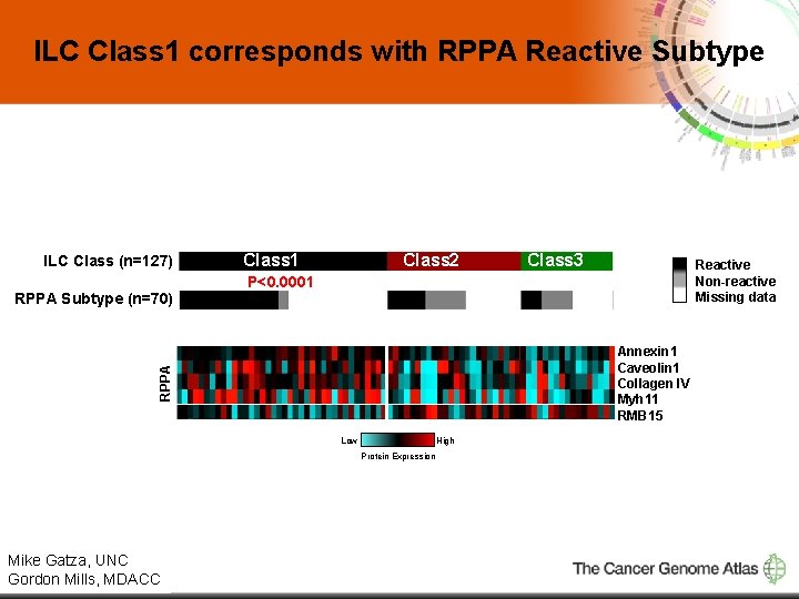 ILC Class 1 corresponds with RPPA Reactive Subtype ILC Class (n=127) Class 2 Reactive