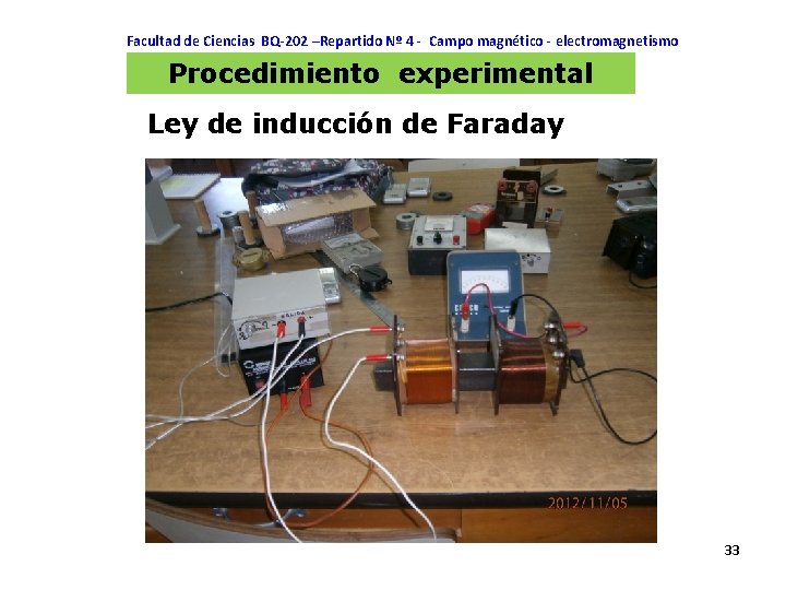 Facultad de Ciencias BQ-202 –Repartido Nº 4 - Campo magnético - electromagnetismo Procedimiento experimental