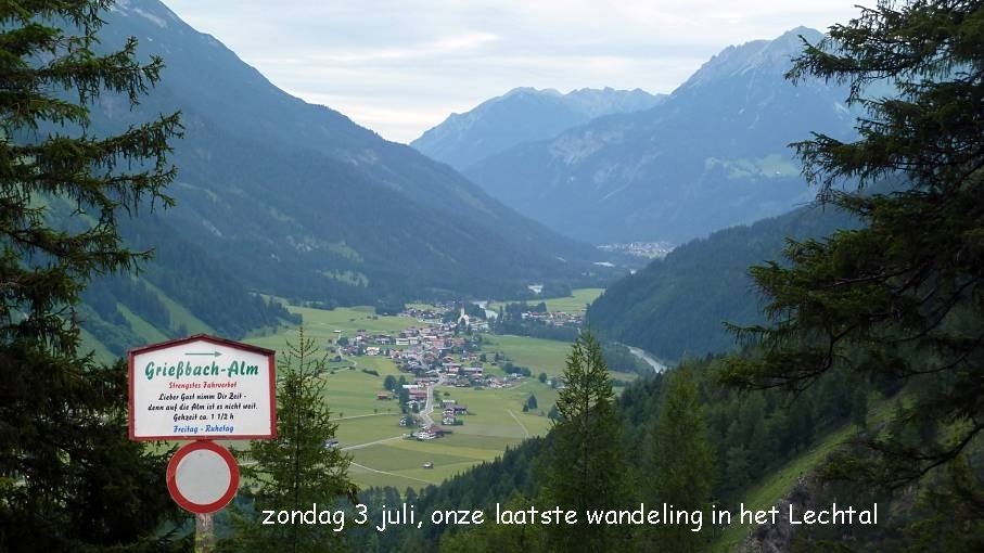 zondag 3 juli, onze laatste wandeling in het Lechtal 