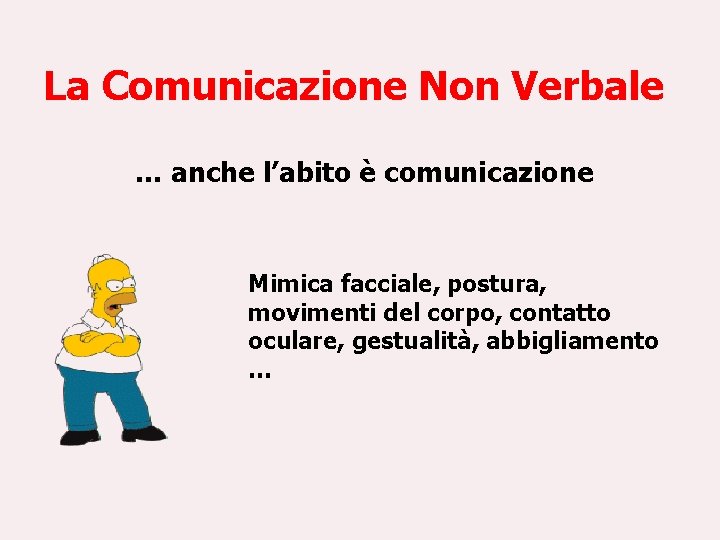 La Comunicazione Non Verbale … anche l’abito è comunicazione Mimica facciale, postura, movimenti del