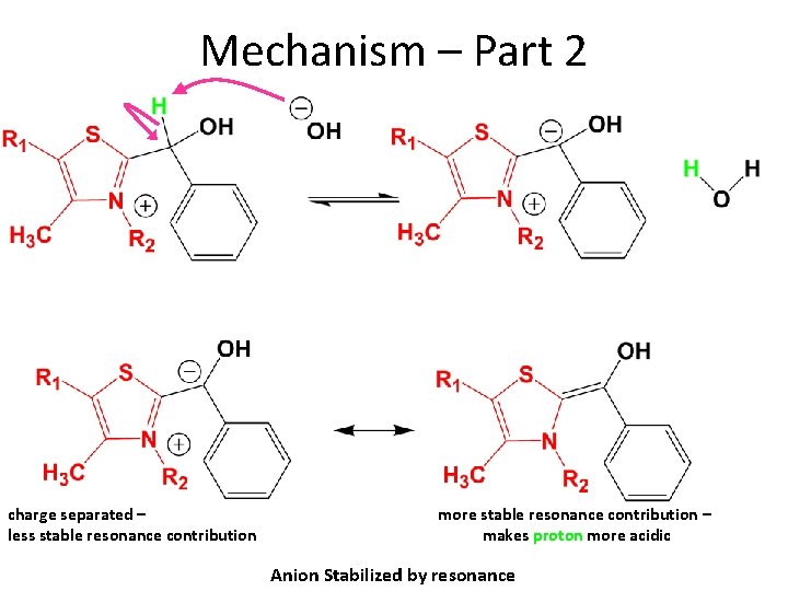 Mechanism – Part 2 charge separated – less stable resonance contribution more stable resonance