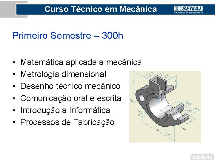 Curso Técnico em Mecânica Primeiro Semestre – 300 h • • • Matemática aplicada