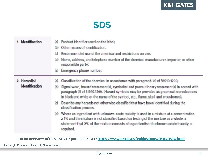 SDS For an overview of these SDS requirements, see: https: //www. osha. gov/Publications/OSHA 3514.