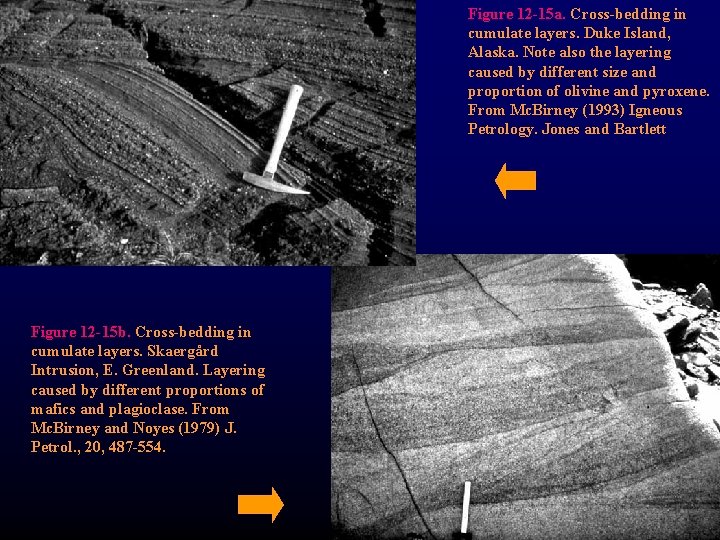 Figure 12 -15 a. Cross-bedding in cumulate layers. Duke Island, Alaska. Note also the