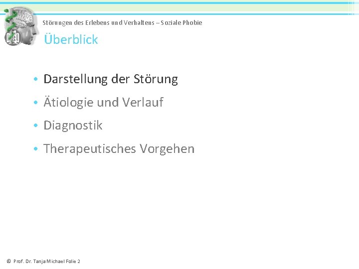 Störungen des Erlebens und Verhaltens – Soziale Phobie Überblick • Darstellung der Störung •