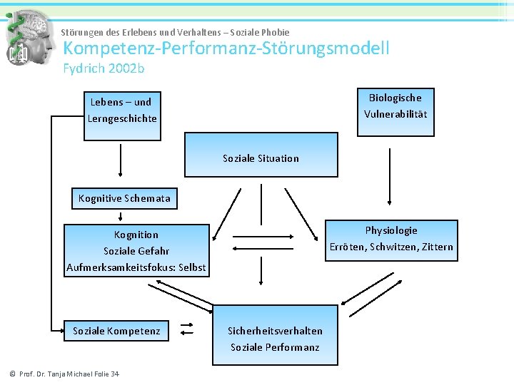 Störungen des Erlebens und Verhaltens – Soziale Phobie Kompetenz-Performanz-Störungsmodell Fydrich 2002 b Biologische Vulnerabilität