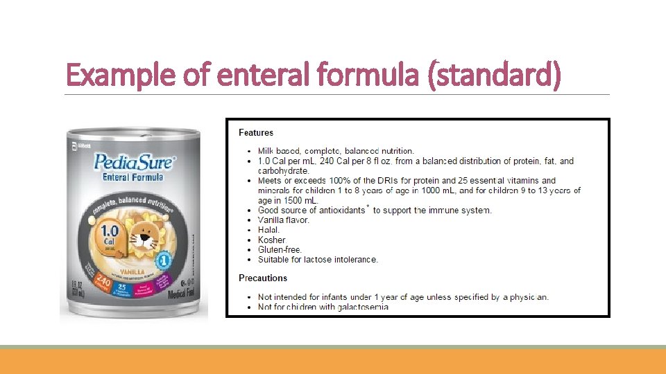 Example of enteral formula (standard) 