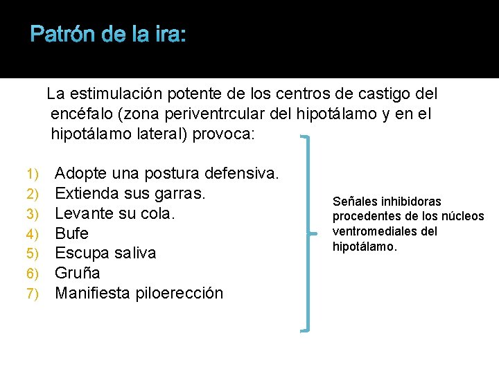 Patrón de la ira: La estimulación potente de los centros de castigo del encéfalo