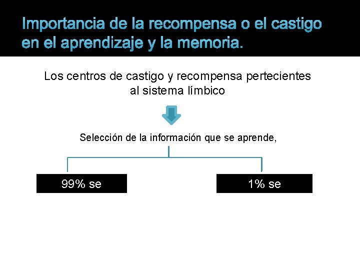 Importancia de la recompensa o el castigo en el aprendizaje y la memoria. Los