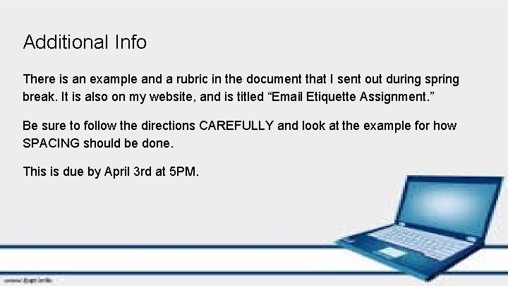 Additional Info There is an example and a rubric in the document that I